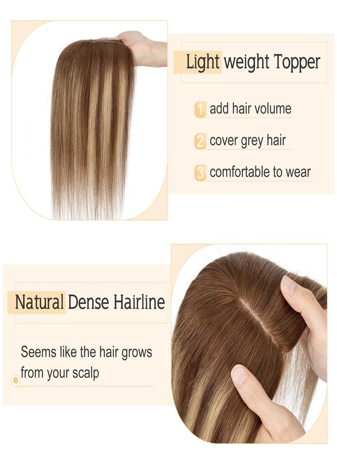 SEGO Hair Toppers for Women Real Human Hair, 7 * 13CM Silk Base 100% Remy Clip in Top Wiglet Hairpieces, Top Pieces Add Volume -12 Inch 4T4P27 - Image 3